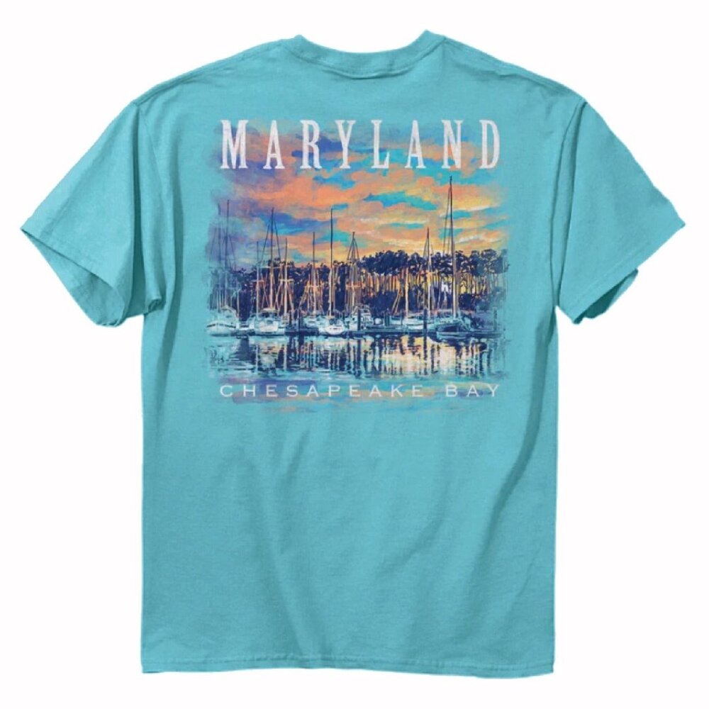Maryland Chesapeake Bay Marina Short Sleeve T-Shirt - NEW Fast Ship